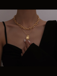 « Descubre el Encanto del Collar de Acero Inoxidable Chapado en Oro de Gran Tamaño: Cadena de Suéter No Deslustre – Clover »